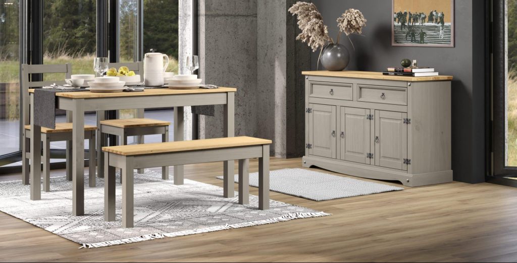 dining table set with a bench