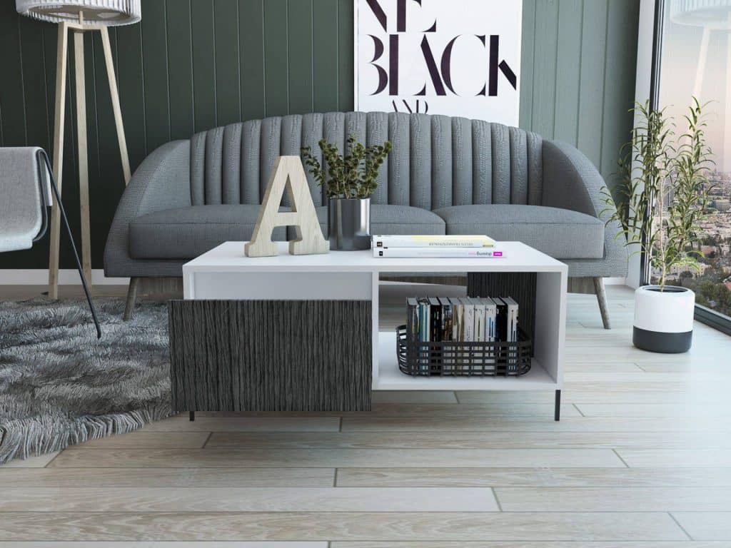 The white table with drawer
