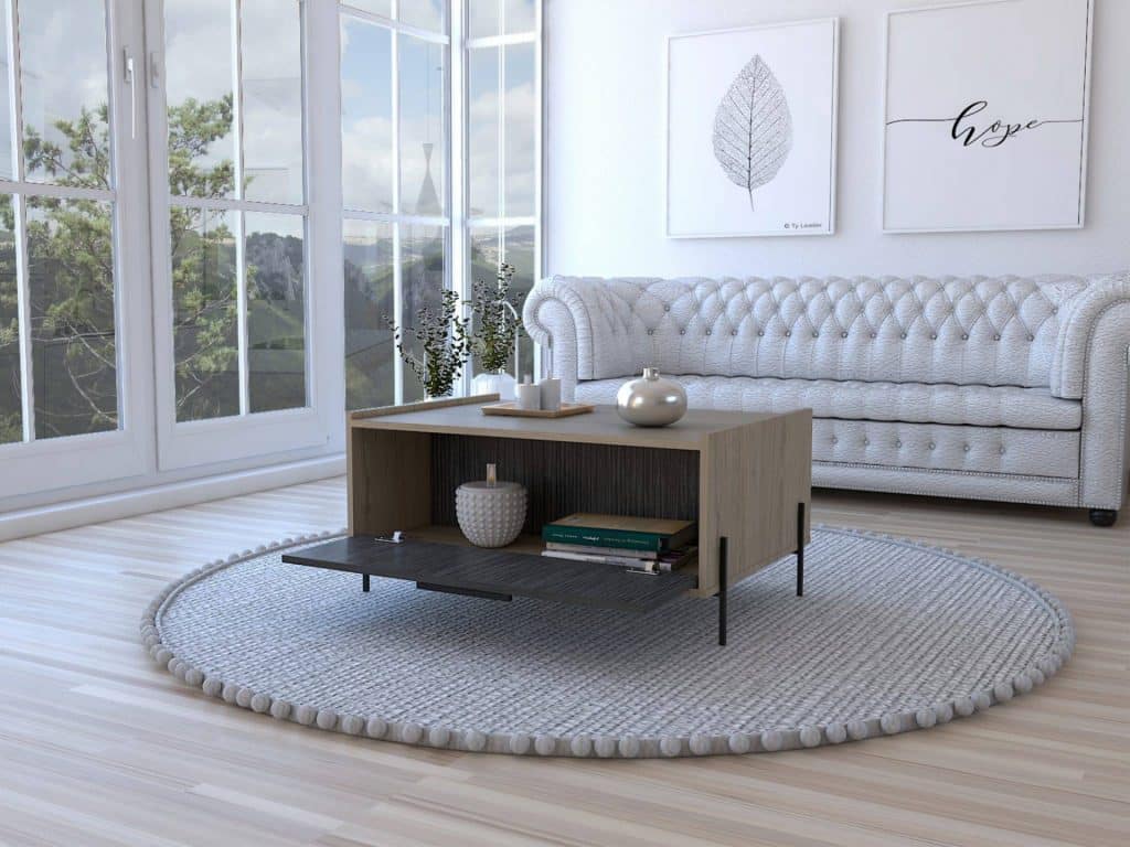 The washed oak storage coffee table